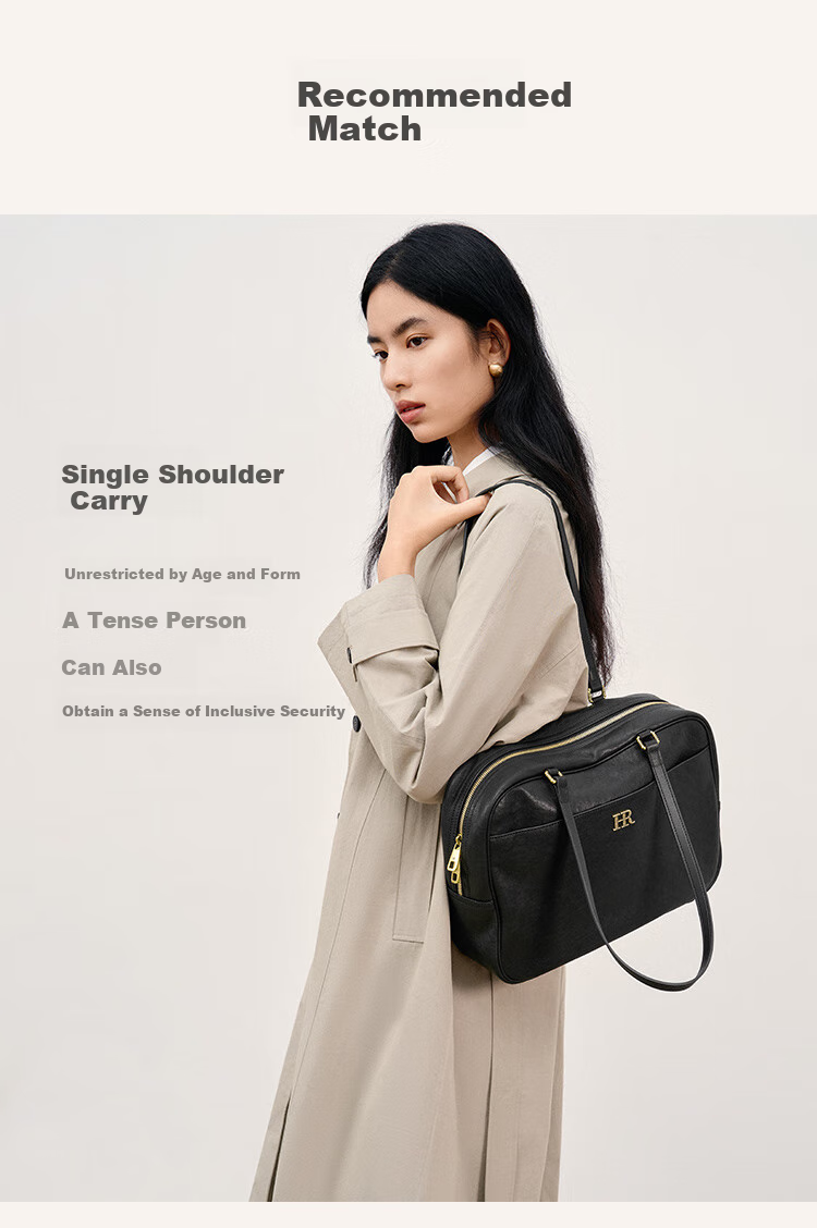 HR Handbag, Women's Bag, Vegetable Tanned Leather, Ladies' Underarm Bag, Light Luxury High-End Shoulder Commuter Bag, Women's Birthday Gift 17