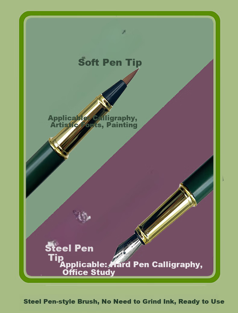 Fenshang Fountain Pen-Style Calligraphy Brush Gift Box Set, Wolf Hair Small Regular Script Brush with Soft Tip, Refillable Ink, Replaceable Ink Cartridge, for Adult And Student Calligraphy Practice, Copying Sutra, And Tracing Character Practice Sheets 4