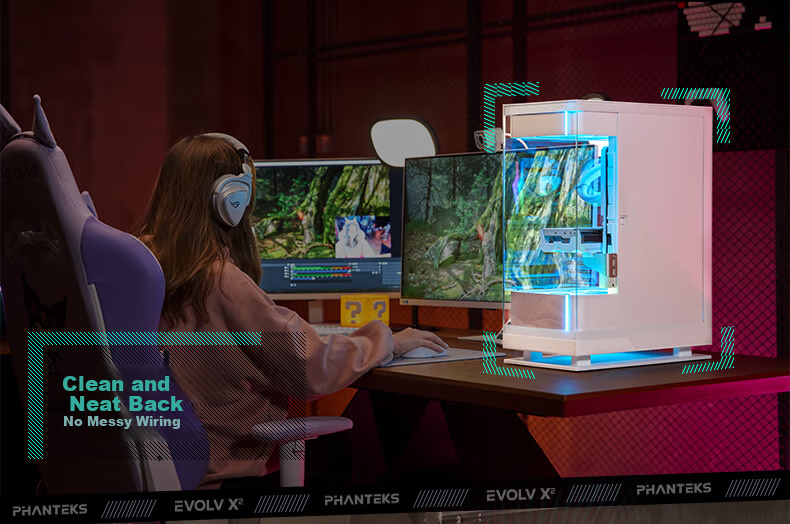 PHANTEKS EVOLV X2 Black Desktop Water-Cooled Computer Case with Panoramic View (20G Type-C, 360mm Radiator Support, Cable Management, Brushed Aluminum, 5090) 4