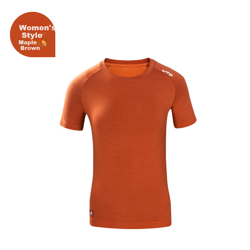 Спортивная футболка UTO Merino Wool с коротким рукавом, женская, для бега и хайкинга, цвет "Кленовый коричневый", размер M