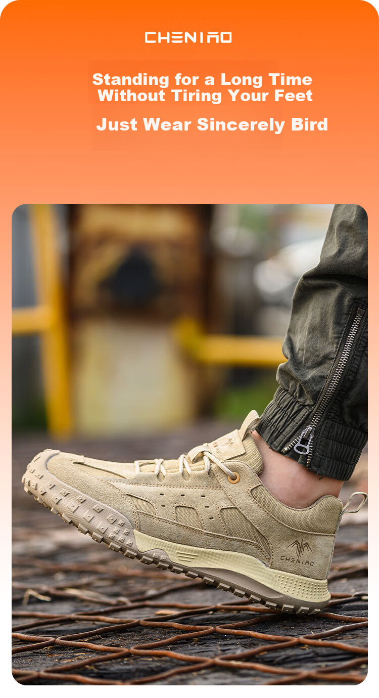 Chichengniao Safety Shoes for Men, Anti-Smashing And Puncture-Resistant, Plastic Toe Cap, Insulated, Electrician Soft Sole, Lightweight, Breathable, Construction Site Wear-Resistant, Safety Work Shoes, 2326 Sand Color, Size 44 13