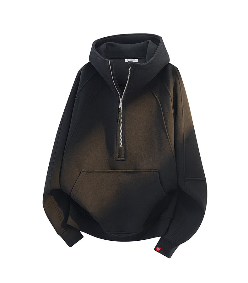 :CHOCOOLATE IT American Style Hoodie Women Autumn Heavyweight High Street Half-Zip Casual Top Black 2XL 4