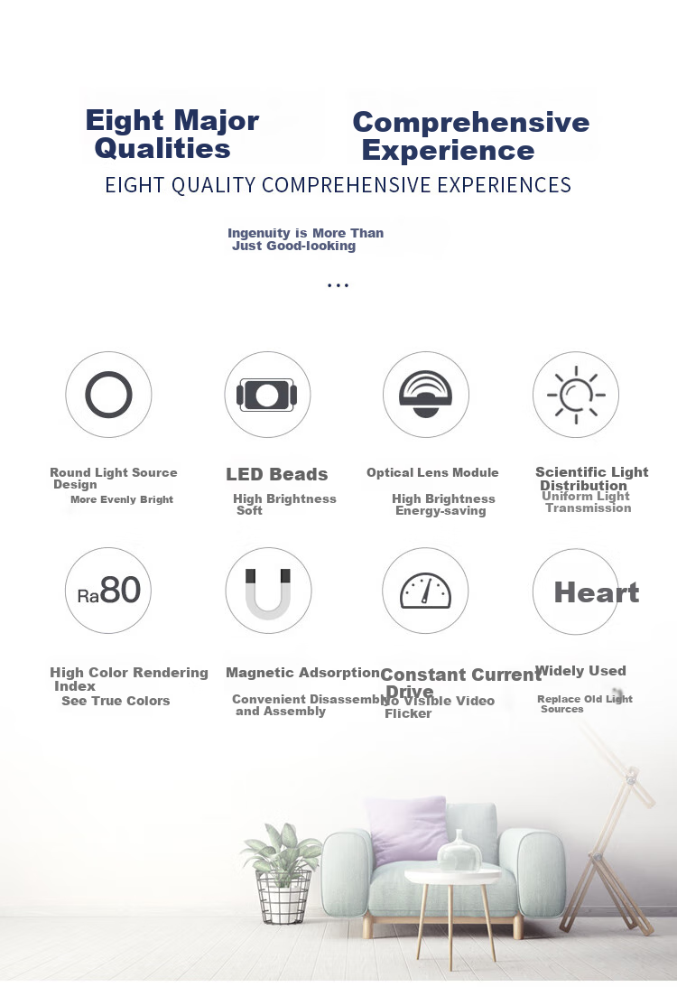 ROLin LED Ceiling Light Core, LED Panel Replacement Light Core, Magnetic Suction Light Strip, Double-Circle Hollow White Light, 72W 2