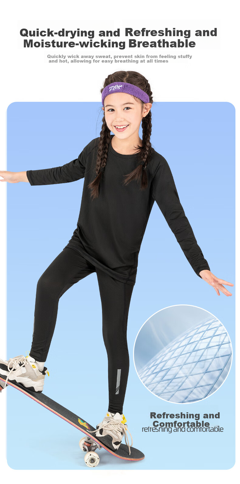 Fandimu [Children's Sports Set for Boys And Girls], Tight-Fitting Training Shirt, Running Suit, Youth Sportswear, Fitness Wear, Badminton Outfit 3