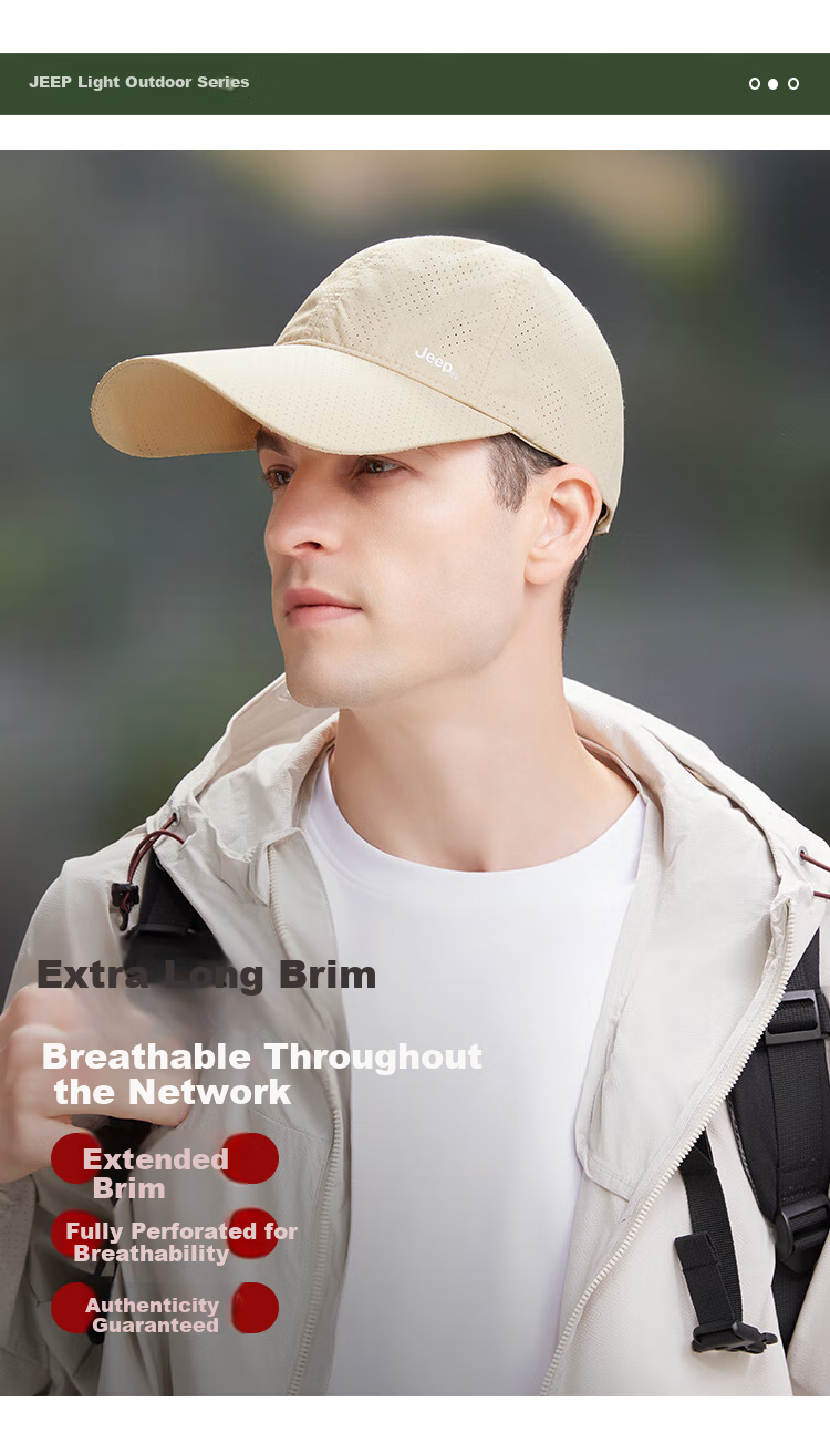JEEP Baseball Cap for Men And Women, Summer Mesh Quick-Dry Sun Hat, Sports Casual Hiking Cap 1