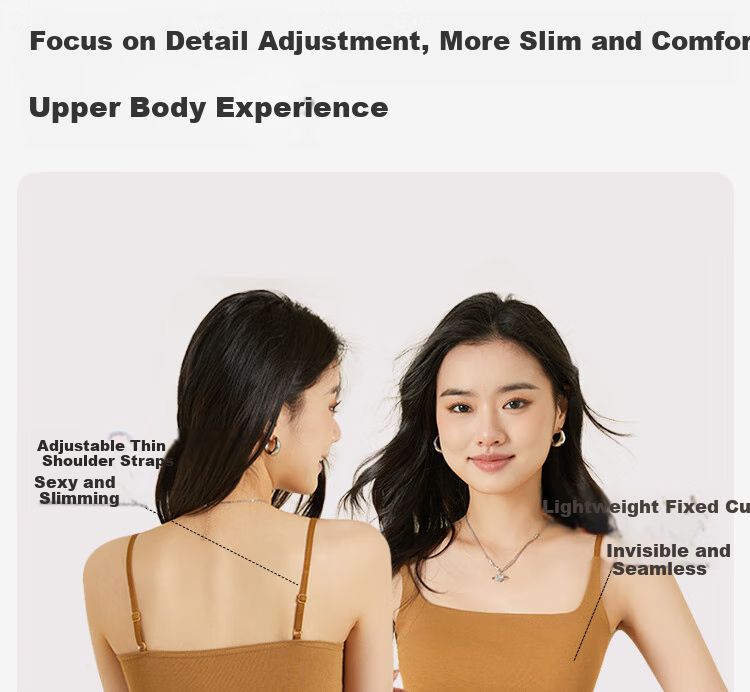 GUJIN Women's Camisole Tank Top, Seamless Slim Fit, Built-In Bra with Pads, No Need for Separate Bra, Chestnut Brown, One Size Fits 80-130 Ji 3