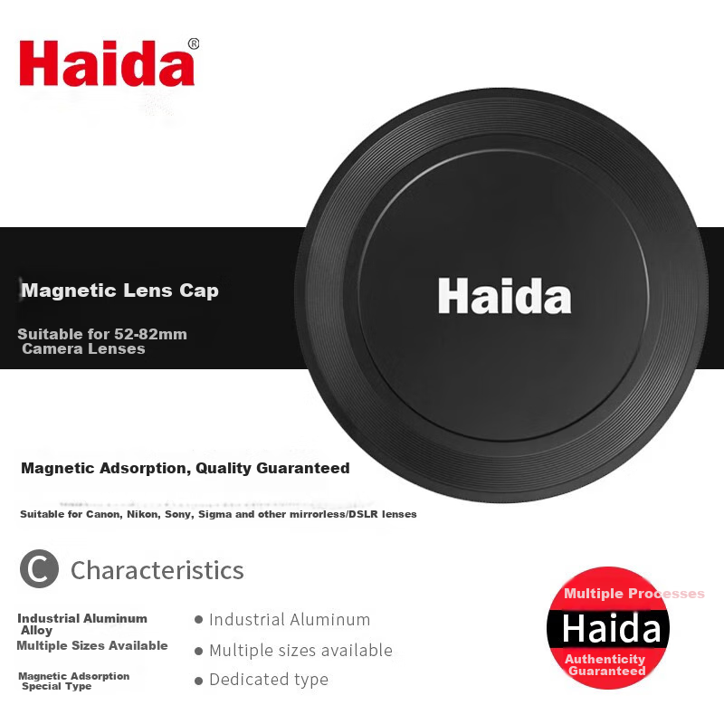 Haida Magnetic Lens Cap, 82mm Magnetic Filter Front Cover, Suitable for Canon, Nikon, Sony, Fuji And Other Mirrorless And DSLR Camera Lenses