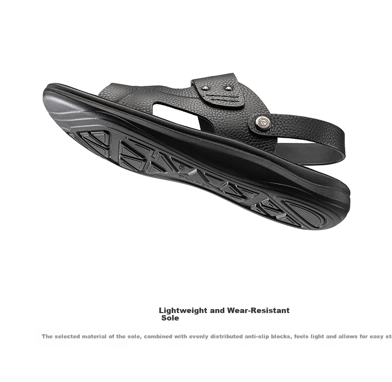 Aokang Sandals, Beach Shoes, Men's Comfortable Casual Open-Toe Breathable Two-Way Simple Slippers, Black, Size 44 10