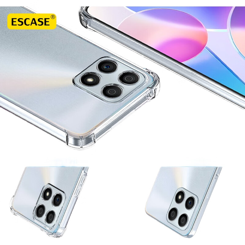 Чехол ESCASE для Honor X30i, противоударный с подушками безопасности, прозрачный белый, с отверстием для шнурка