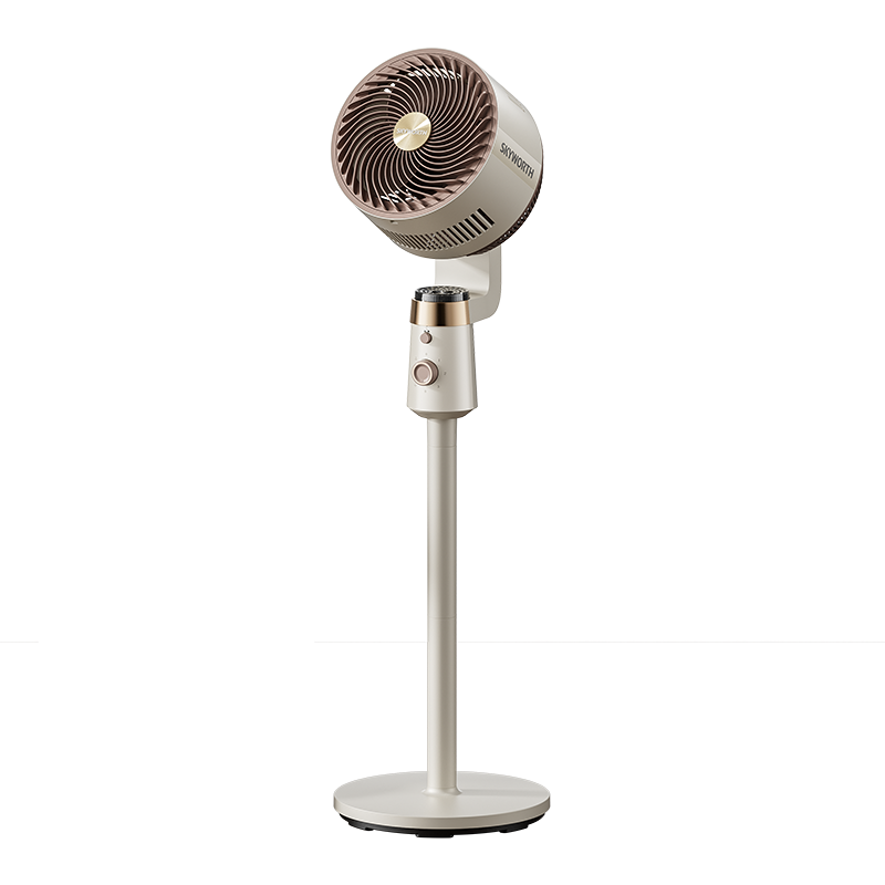 Skyworth Iceland Air Circulation Fan, 2025 High-Power Quiet Floor-Standing Dual-Use Electric Fan with Wide-Angle Oscillation Q523, White And Coffee Color