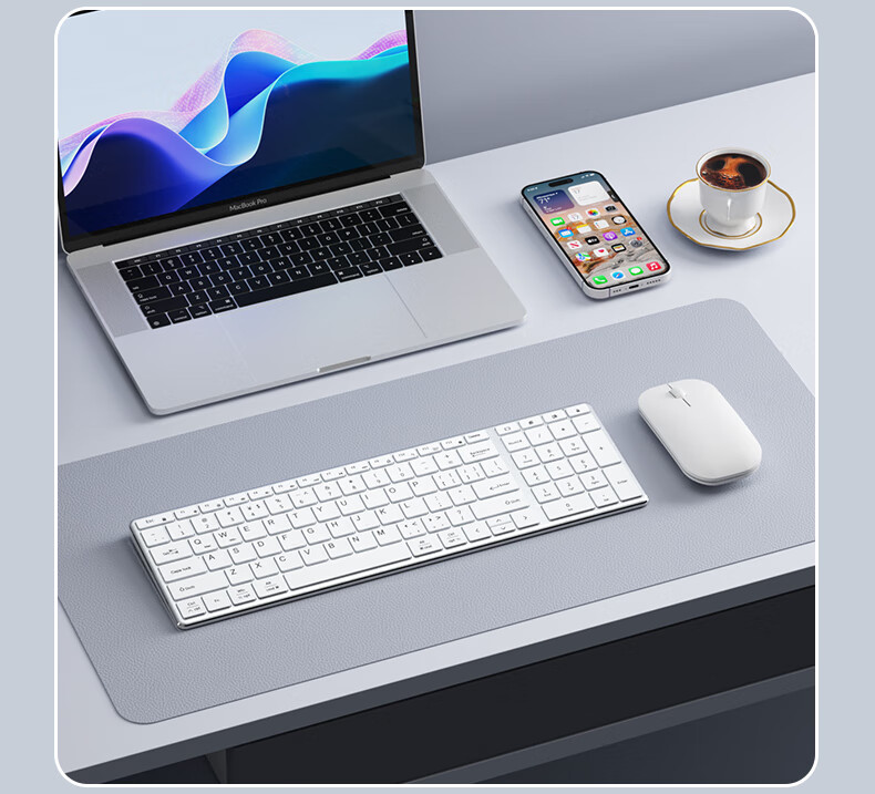 B.O.W Hangshi HW236L-2 Rechargeable Ultra-Thin Silent Wireless Keyboard And Mouse Set, 99 Keys, Compatible with Desktop And Laptop Computers for Office And Home Use, Silver And White 18