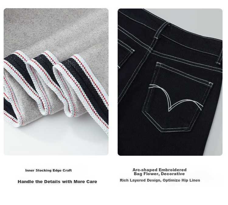 Dme [Deep Love Juejiezizi] Winter Fleece-Lined Non-Fading Elastic Slim Straight-Leg Cropped Jeans for Wome 15