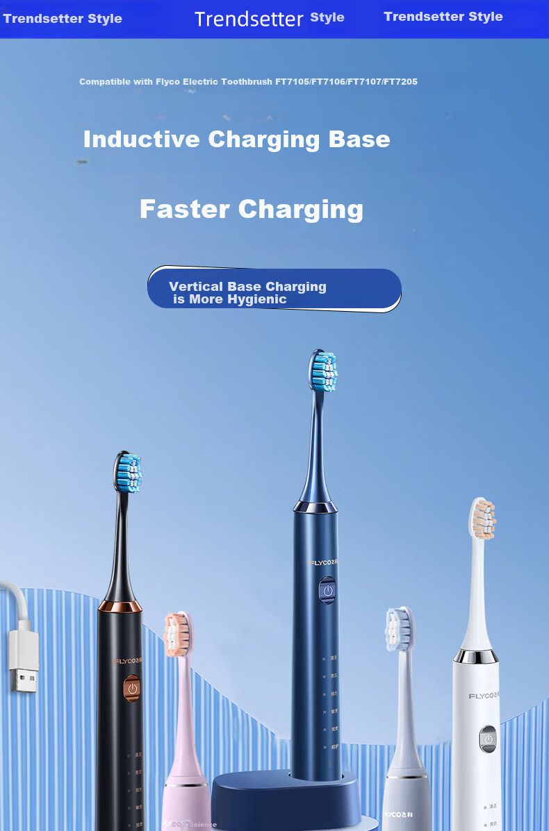 Chaofan Compatible with Flyco Electric Toothbrush Charger FT5105/FT7106/FT7205/FT7107, Wireless Induction Charging Base, Charging Cable Accessories 1