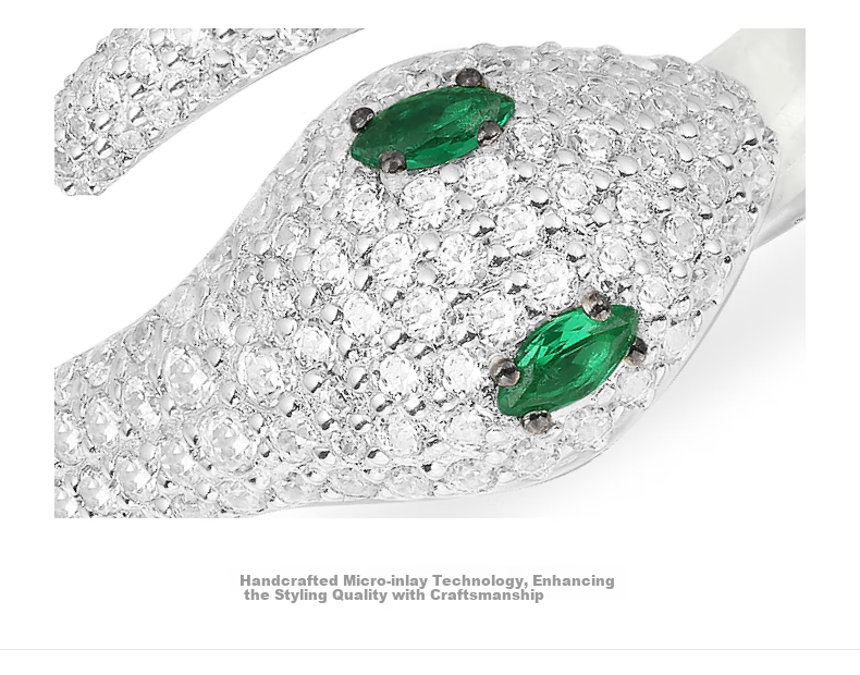 APM Monaco Green Eye Snake Ring, Luxurious High-End Couple Rings, Birthday Gift for Girlfriend Or Wife 4