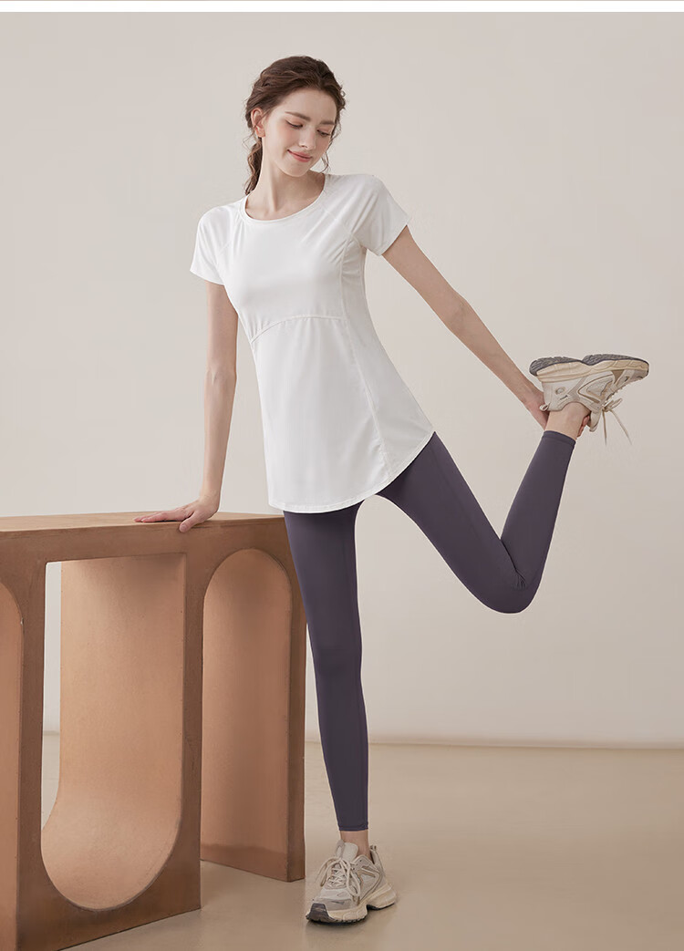 Youyou Yoga Wear Summer Women's High-End Slimming Gym Sports Short Sleeve Pilates J34007DY White S 14