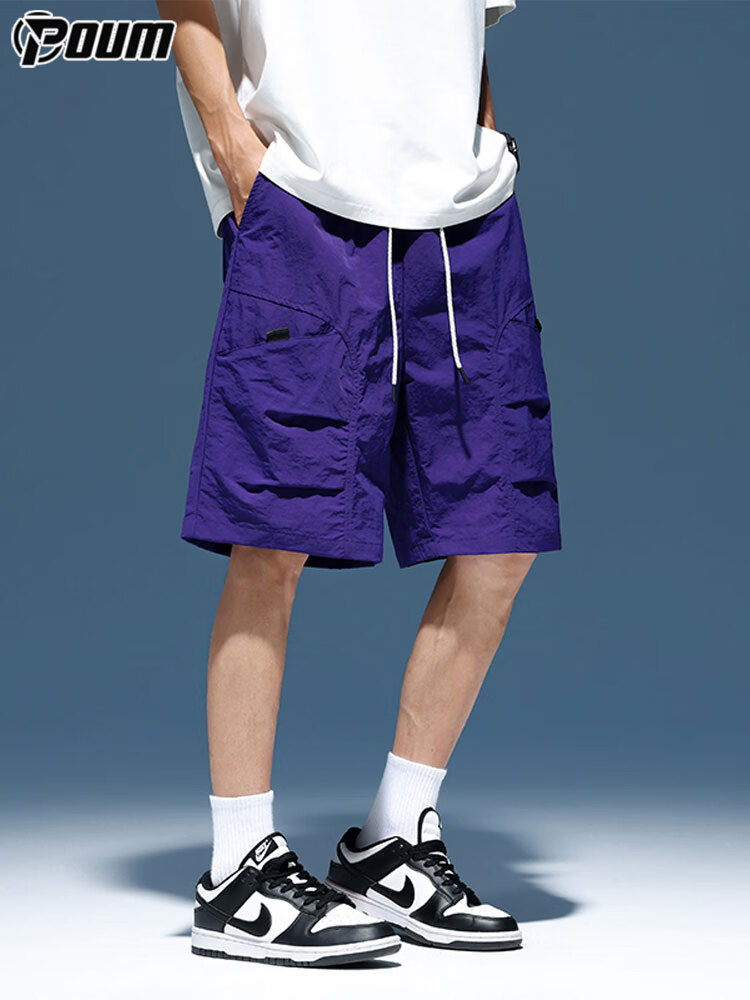 POUM Workwear Ice Silk Men's Summer Casual Quick-Dry Sports Beach Shorts 5-Point Pants 023 Purple M 8