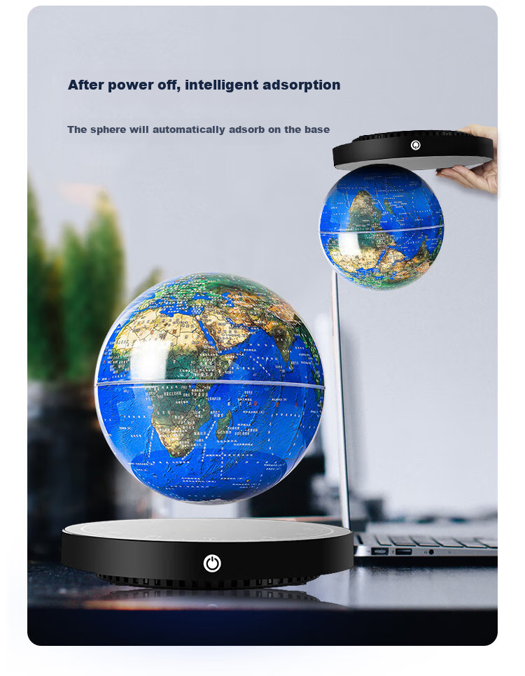 Hengyi Magnetic Levitation Globe, Educational Toy for Boys Aged 8-12, Φ14cm Light Blue Spherical Body with Glow-In Effect, New Year Gift 12