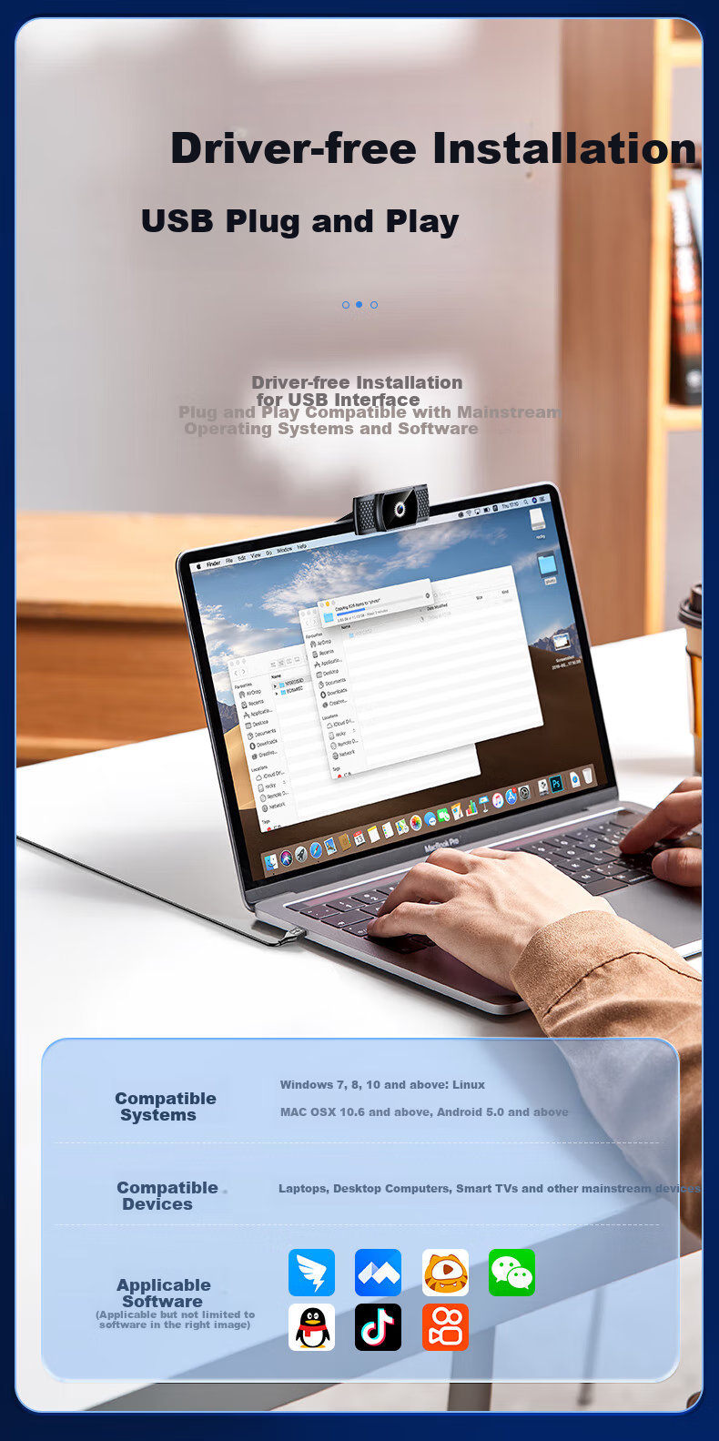 Stiger Computer Webcam with Microphone, High-Definition All-In Desktop Laptop External Live Streaming Conference Online Class Home Use Postgraduate Entrance Exam Retake 1080p Video Call USB 8
