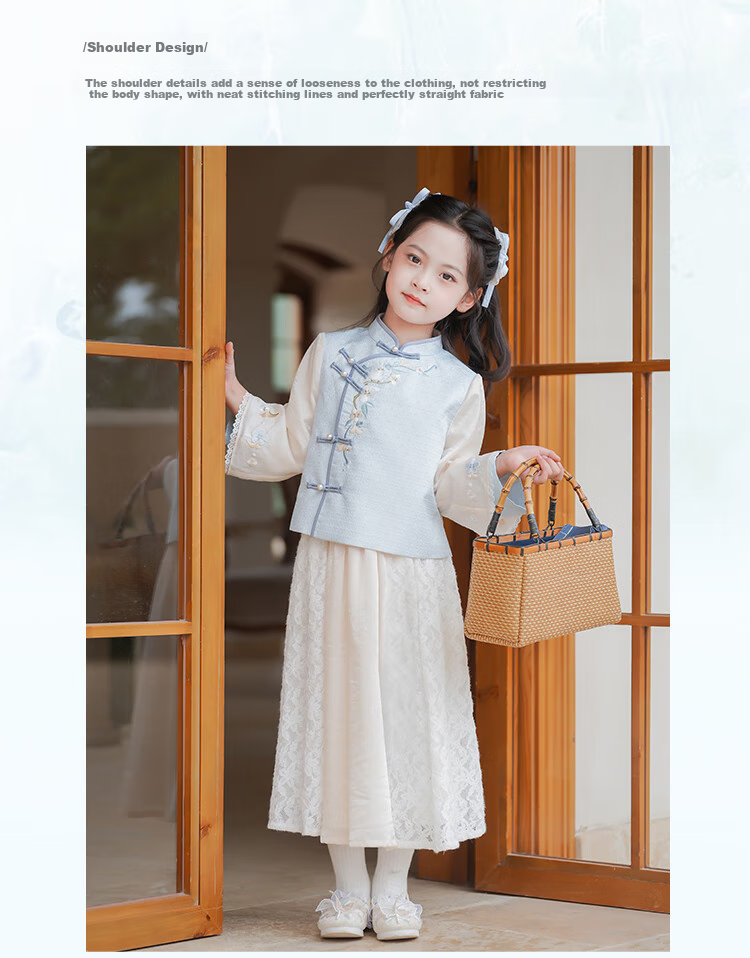 Qibao Hanfu Girls Spring Autumn 2025 New Children's National Style Baby New Chinese Children's Clothing Frost 130 15