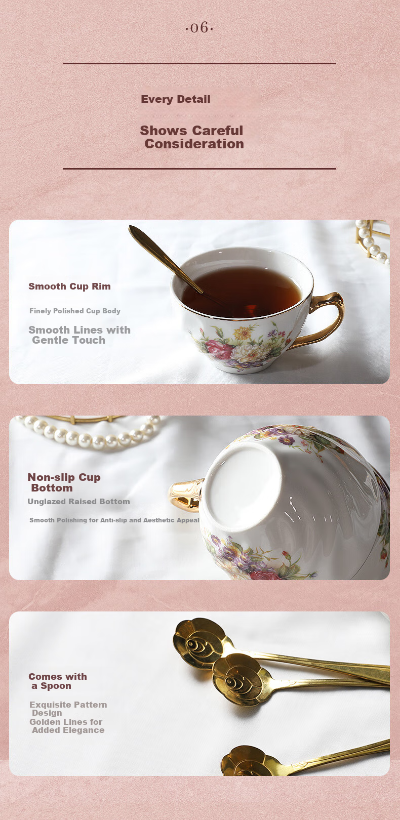 Mongdio Coffee Cup Set, Guose Tianxiang Coffee Cups, Light Luxury High-End Wedding Housewarming Gift Box Set 7