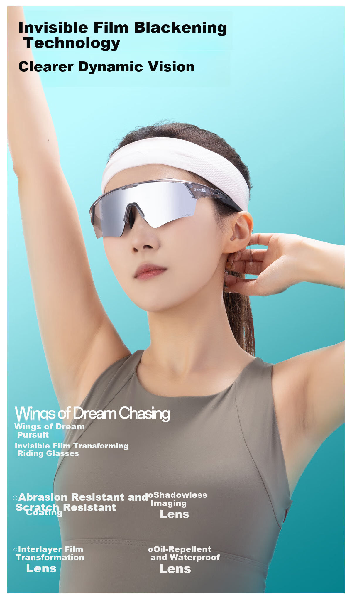 KAPVOE Dream-Chasing Wing Shadow Film Cycling Glasses with Photochromic Lenses for Day And Night Use, UV Protection Outdoor Sports Goggles 1