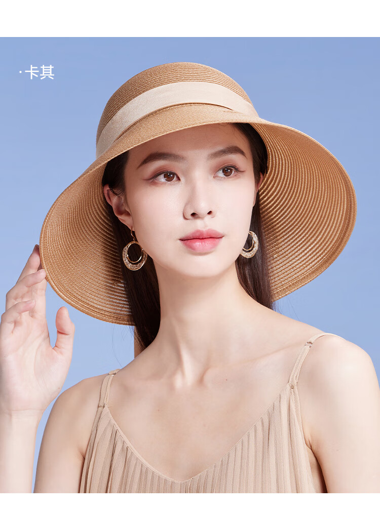 Shanghaigushi Women's Beach Hat, Seaside Sun Protection Hat with Wide Brim, Straw Hat for Travel And Outdoor Activities, Mid-Autumn Festival Gift 16