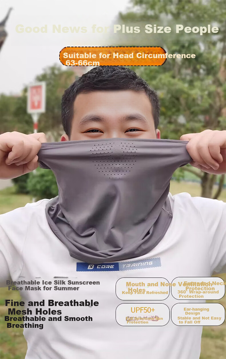 Ousen Large Size Sun Protection Face Mask for Big Faces, Loose-Fitting Full Face UV Protection Cycling Face Cover with Neck Guard for Summer 1