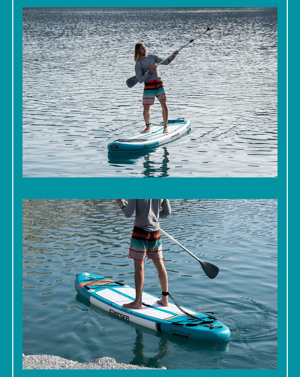 TRANS-E Creative Group Paddleboard Sailor Surfboard Inflatable Folding Fishing SUP Water Board, Xiguang Pink, 3.5 Meters 4