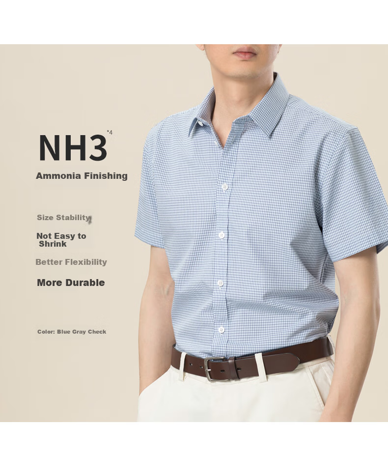 BLACKMONDAY Pure Cotton Plaid Shirt for Men, Short-Sleeved Thin Style, All-Cotton Liquid Ammonia Wrinkle-Resistant No-Iron Formal Business Casual Shirt 9