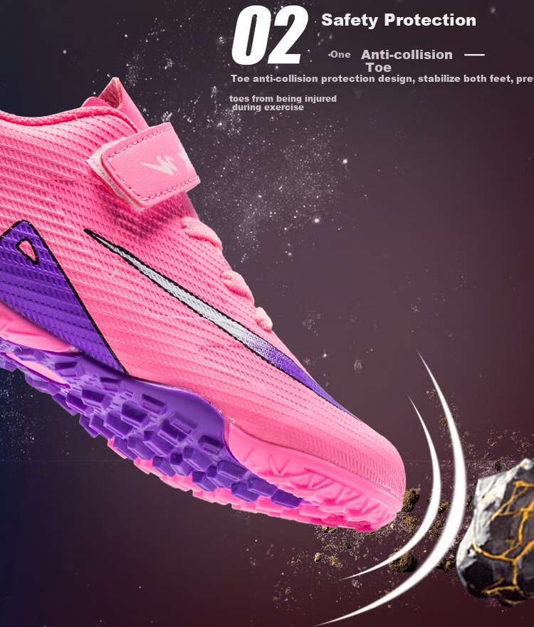 Shuangxing Children's Soccer Shoes for Boys And Girls, Big Kids' Molded Studs TF Artificial Grass Training Shoes, Student And Youth Slip-On Sneakers 4