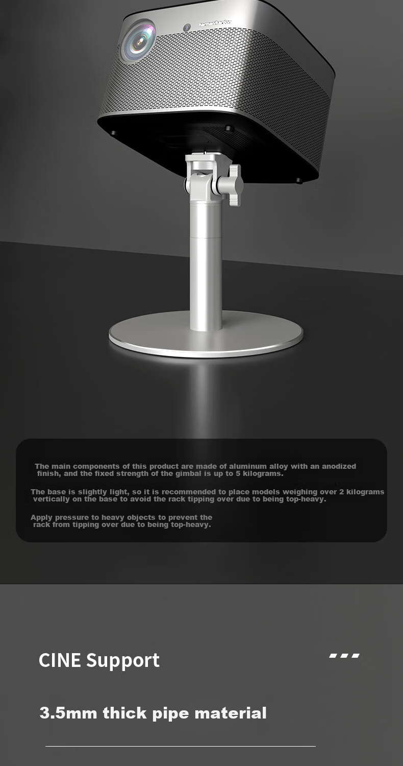 CINE Projector Stand Home Bedside No Drilling Required Desktop Tripod Bracket Compatible with XGIMI, JmGO, Dangbei, Xiaomi, Huaqiu, Xiaoming Projectors Storage Rack PB13-20 Silver 5