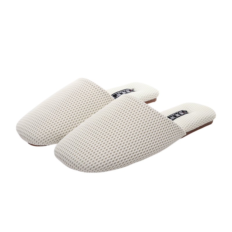 Hengyuanxiang Japanese-Style Lightweight Breathable Mesh Slippers, Couple's Home Nordic Style Closed-Toe Slippers, Men's And Women's Gray Size 44-45