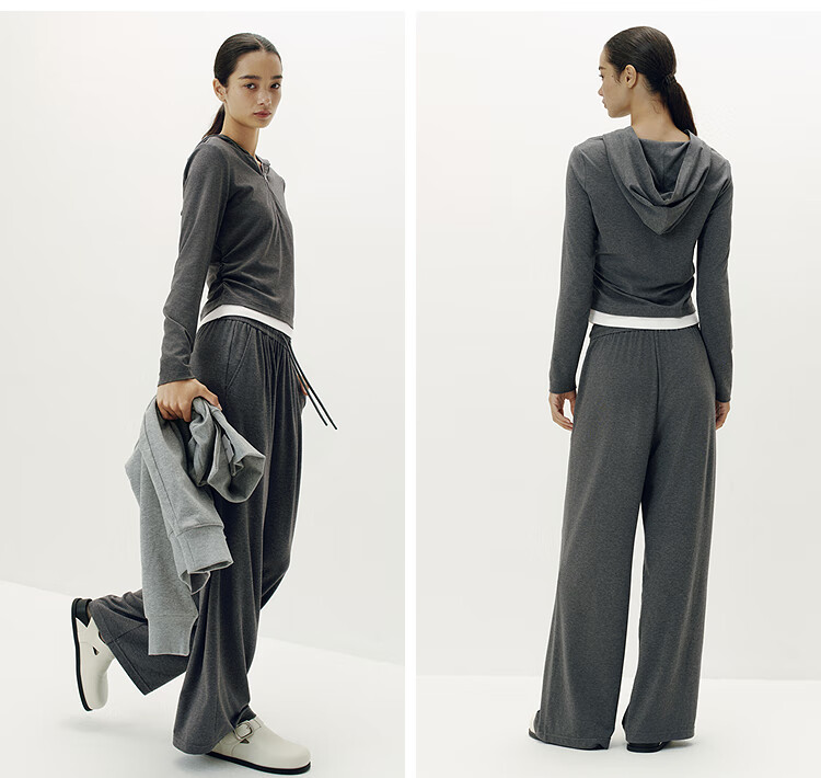 Semir Women's Faux Two-Piece Set: Straight-Leg Pants with Top, Textured Two-Piece Outfit 101525117003 6