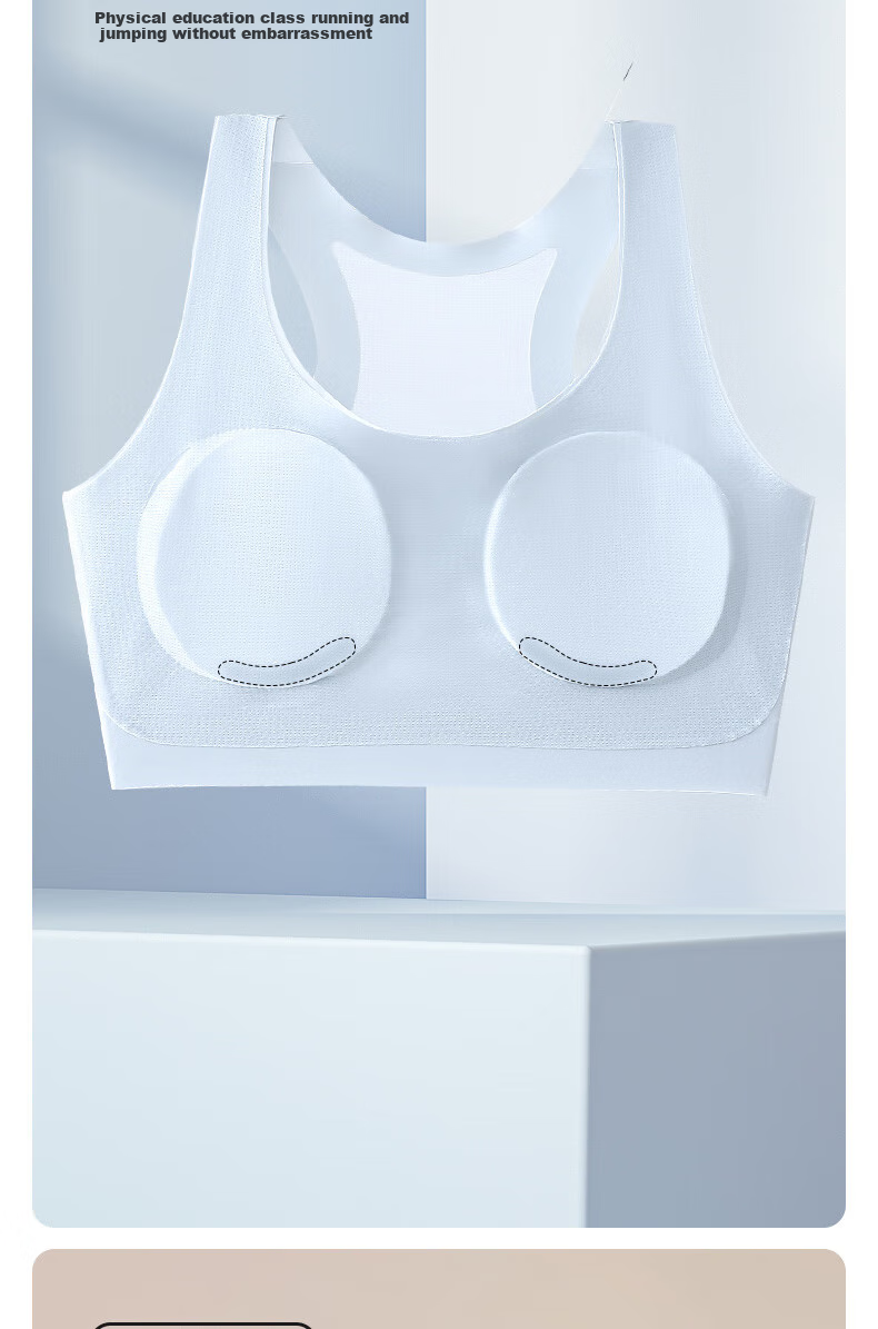GUJIN 2-Pack Girls' Seamless Bra for Middle And High School Students during Puberty, Big Kids' Posture-Correcting Anti-Shock Sports Thin Vest Underwear 6