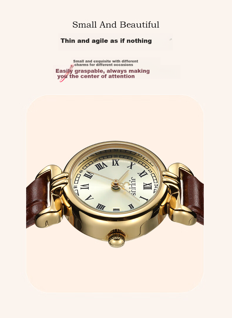 Julius Watch for Women, Korean Style Exquisite Small Square Zirconium Waterproof Quartz Student Ladies Watch, Wine Red JA-1064D 5