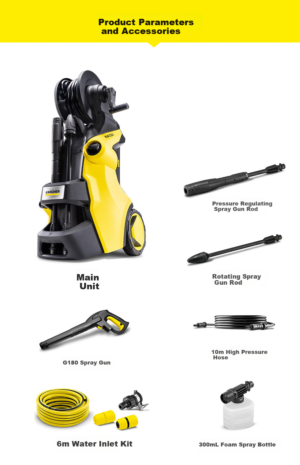 KARCHER German High-Pressure Car Washer, Household Car Washing Water Gun, High-Pressure Water Gun for Cleaning Courtyard, K4 Upgraded Version K4 PPC 17
