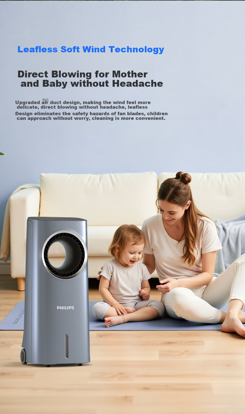 PHILIPS Air Cooler, Powerful Cooling Fan for Home Use, Bladeless Water-Cooled Electric Fan, Floor-Standing Tower Fan, Negative Ion Purification, Remote Control, Humidifying Air Circulator ACR4146BX 6