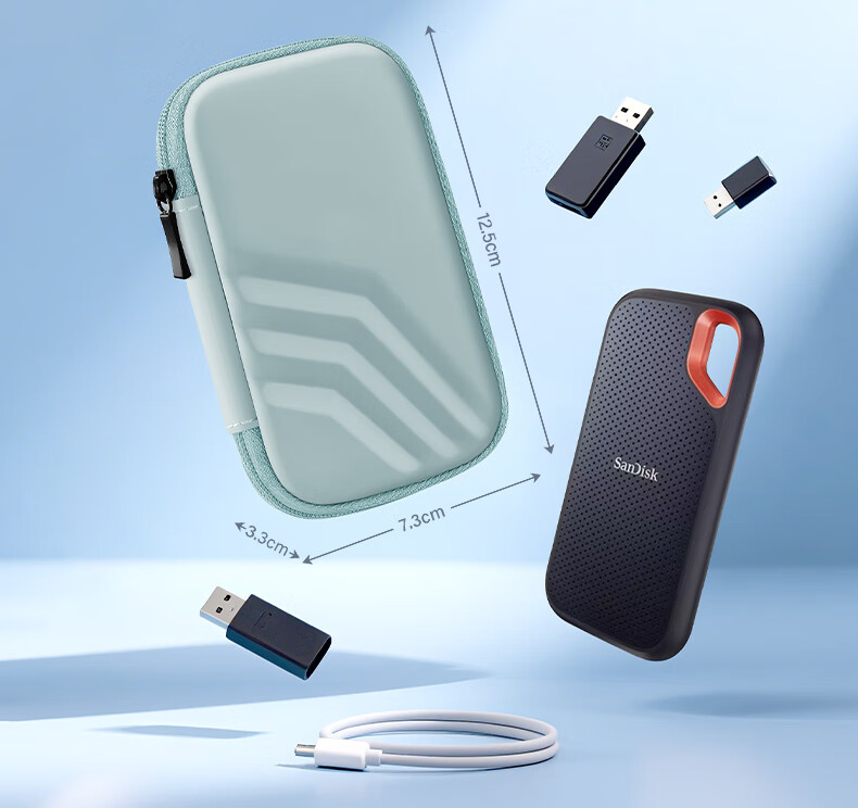 DiYiGongFang Portable SSD Storage Case Compatible with SanDisk E30/E60/E61/E62/E80/E81/E90 USB Flash Drive And Data Cable Accessories EVA Storage Pouch 1