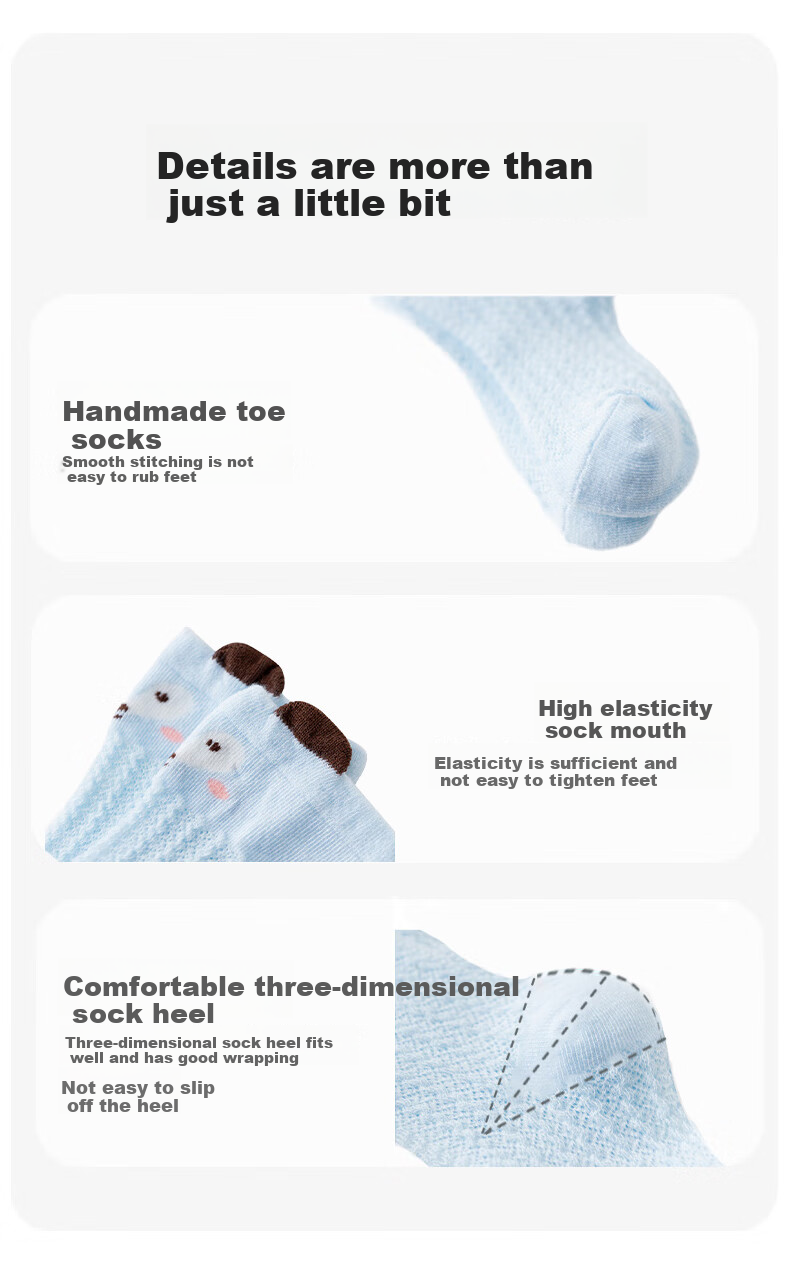 Aibao Baby Long Tube Socks Summer Thin Mesh Over-the-Knee Socks Newborn Unisex Solid Cotton Socks 3 Pairs M Size T296 6