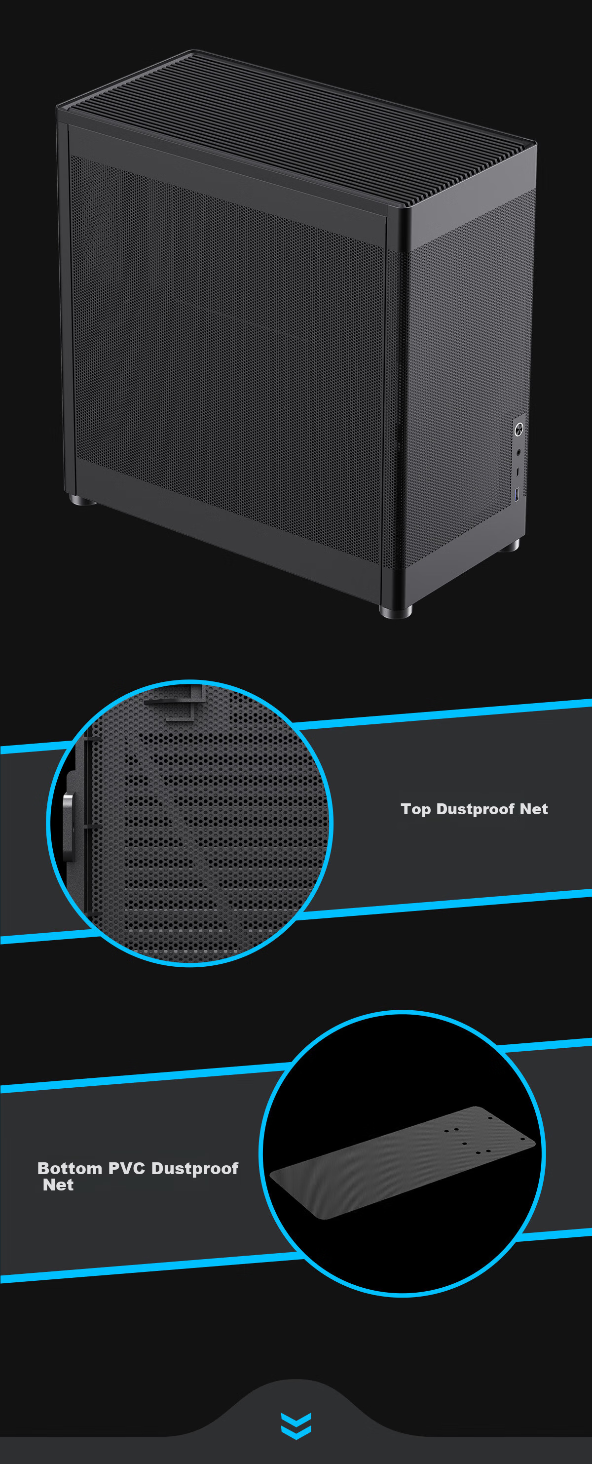 GAMEMAX Ice Cube Computer Case Mesh Iron Mesh Cooling Stand DIY Assembly Case (ATX/Type-C/Clear Ventilation/4090/240mm Water Cooling Support) 6