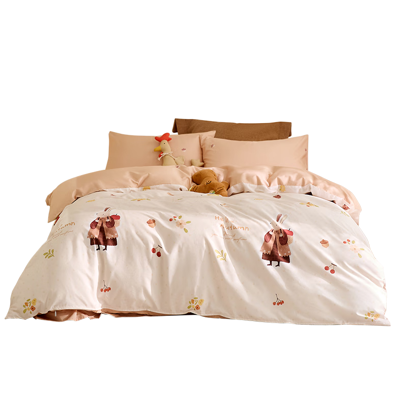 Luolai Children's 4-Piece Set Baby Class A 100% Combed Cotton Duvet Cover Bed Sheet Pillowcase 220*250cm