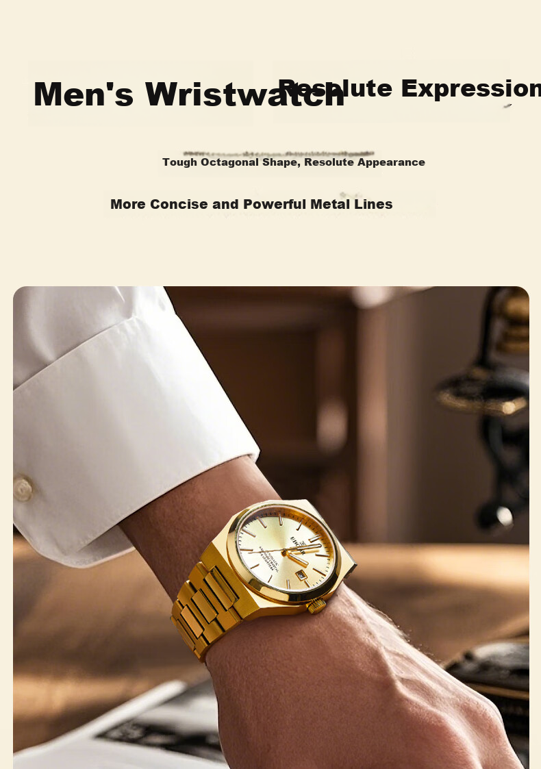 EBOHR Men's Master Series Gold Automatic Mechanical Wristwatch, Birthday And Holiday Gift, 51845918 11