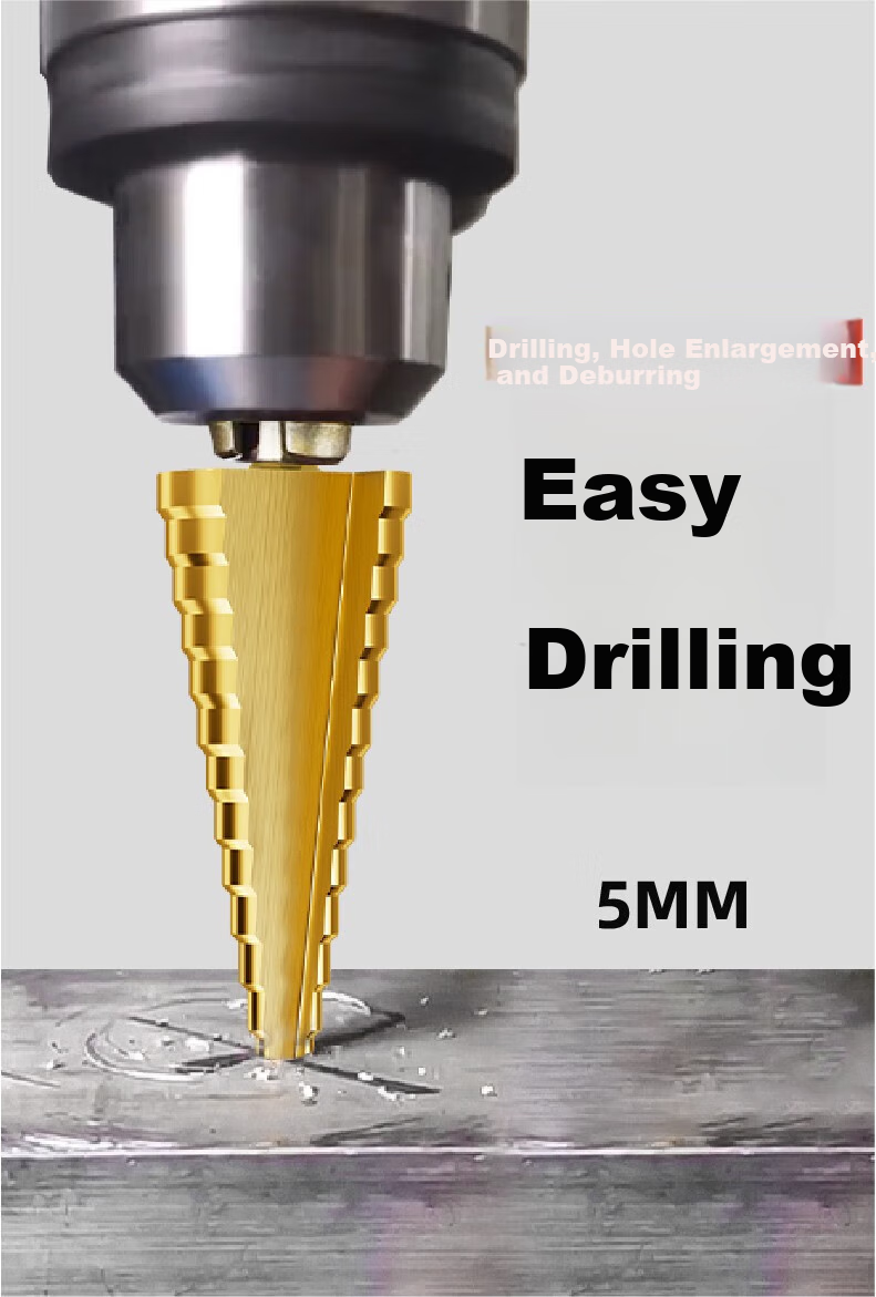 HUHAO Pagoda Drill Bit, High Hardness, for Iron Plate And Stainless Steel Metal, Hole Opener, Drilling Cone-Shaped Step Drill Bit, Hole Opener And Hole Enlarger 4