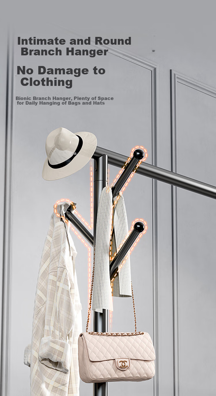 JD Original Bedroom Balcony Clothes Rack, Movable Floor-Standing Drying Rack, Indoor Clothes Hanger, 1.3 Meters, Volcanic Ash Color 9