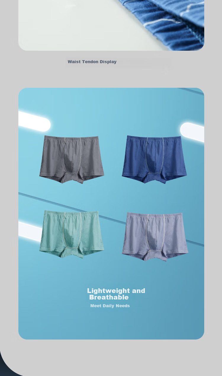 Hodo Pure Cotton Men's Underwear with Antibacterial Crotch And Contrasting Colors, 4-Pack Set One, XL (175) 6