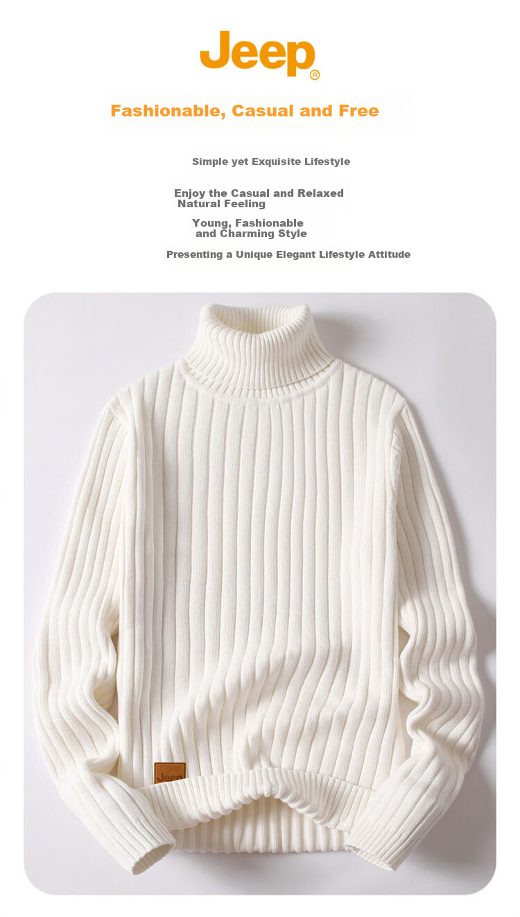 JEEP Men's Sweater, Autumn And Winter Turtleneck Knit Sweater, Men's Warm Top, Men's Base Layer, Black, 3XL 3