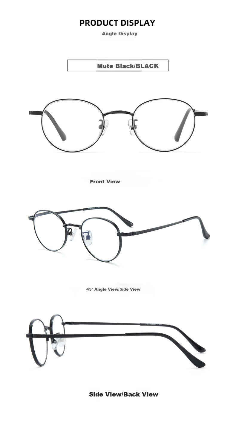 Fushikang Presbyopic Glasses, Retro Round Frame, Imported Fashionable Round Frame, Reading Glasses for Men And Women, F1012, Black +250 Degrees 9