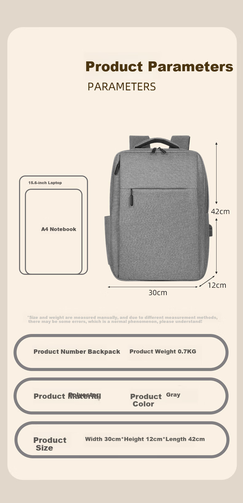 WOMT Inkless Backpack Laptop Bag Casual Commute Travel College Student Schoolbag 15.6/16 Inch 6