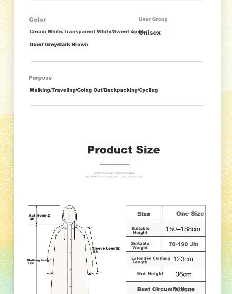 BWNK Reusable Raincoat, Adult Outdoor Long Style, for Electric Bike Riding, Thickened, Travel Wear, Portable Poncho 15