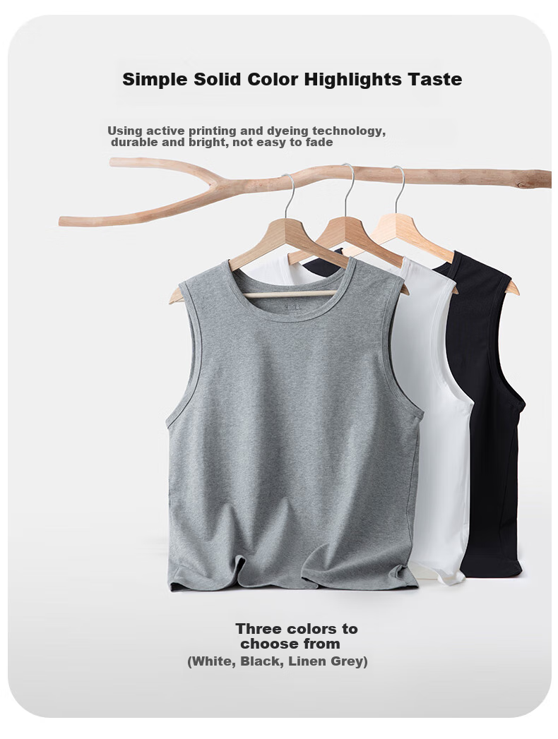 Yiershuang Premium Summer Men's Round Neck Wide Shoulder Tank Top, 40 Count Xinjiang Cotton, Wearable Undershirt Vest 11